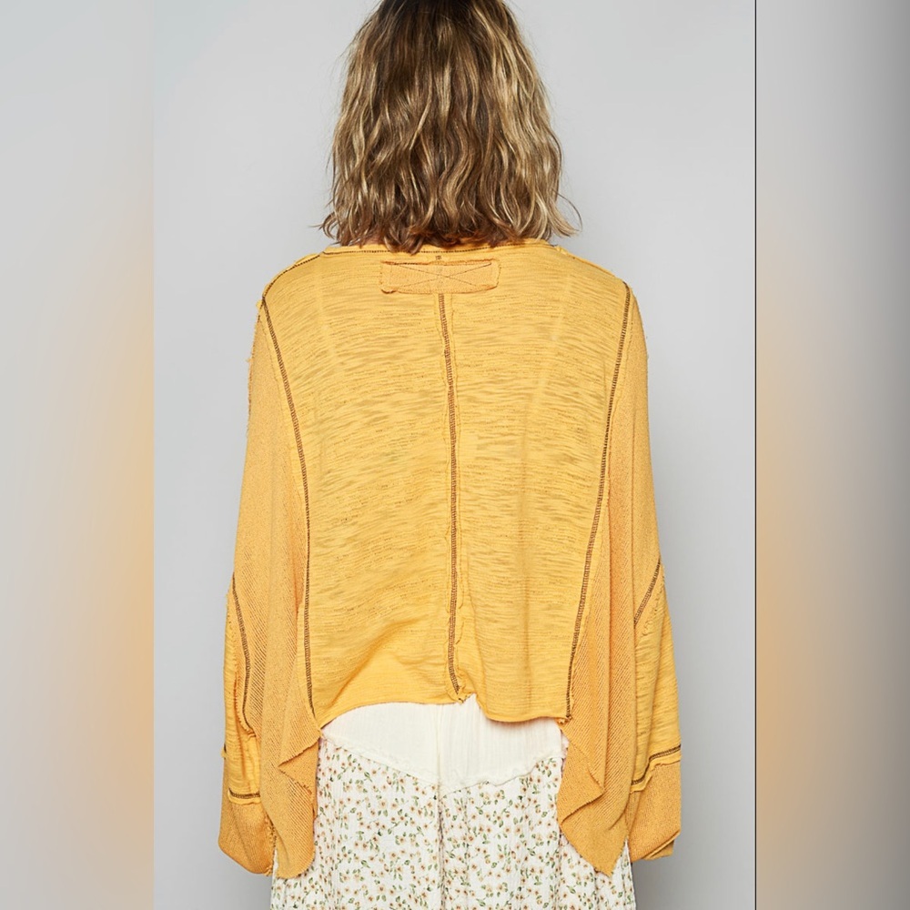 New Pol Oversized High Low Top In Mango Color - Picture 4 of 5